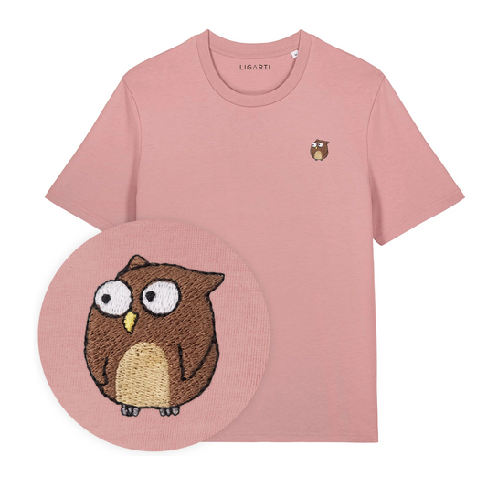 Best Organic Super Soft unisex T-shirt - Owl - EMBROIDERED Motif
