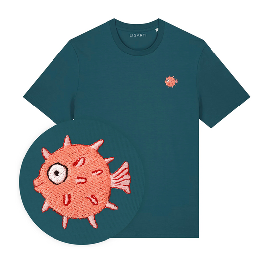 Best Organic Super Soft unisex T-shirt - Puffafish - EMBROIDERED Motif