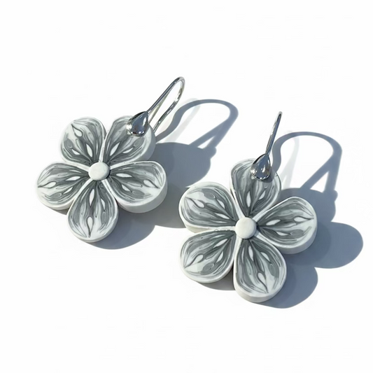 Grey Cashmere |  Flower Earrings