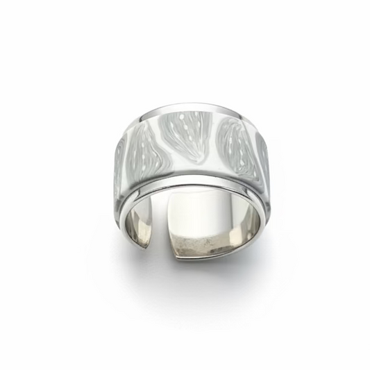 Grey Cashmere | Adjustable ring | Petal |Silver Toned