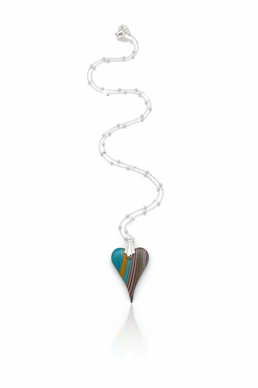 Moroccan Spice Tapered Heart | Sterling Silver Chain