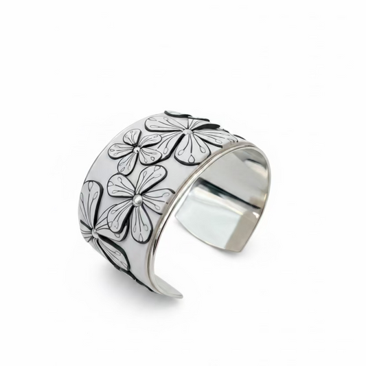 White Botanics | Bloom | Wide cuff | Hand sculpted Florals 2