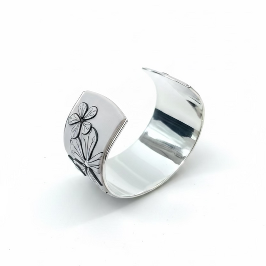 White Botanics | Bloom | Wide cuff | Hand sculpted Florals 2