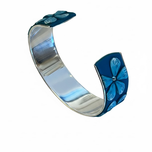 Tranquility | Medium Cuff | Hand Sculpted Florals | Teal