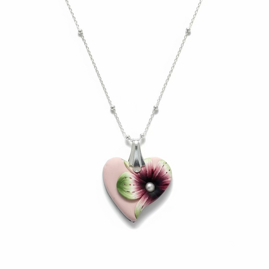 Mini Heart | Enchanted Garden | Rose Pink  | Sterling Silver 925 necklace