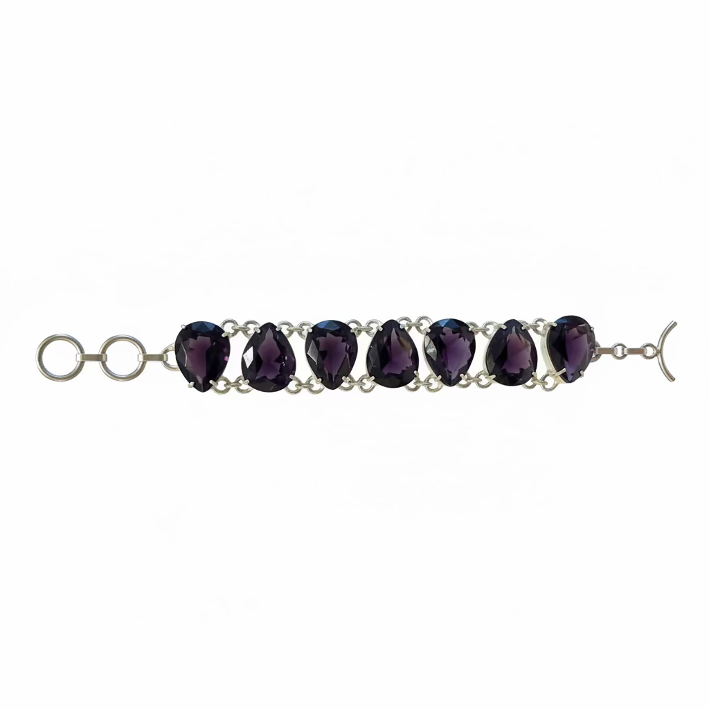 Natural African Amethyst Statement Bracelet in Sterling Silver