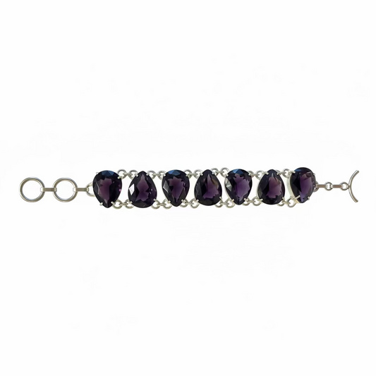 Natural African Amethyst Statement Bracelet in Sterling Silver