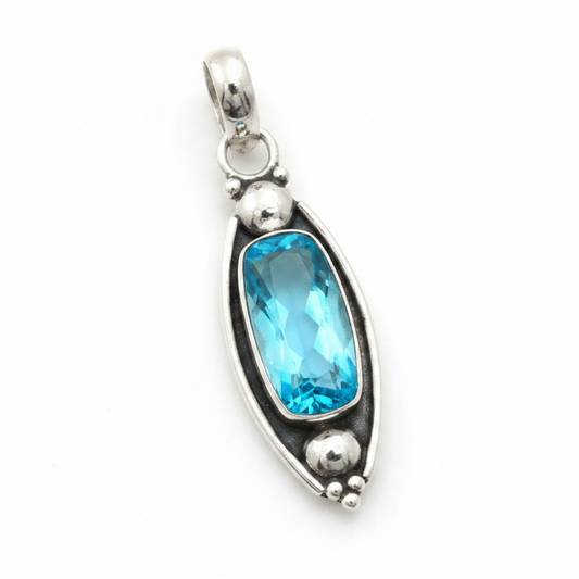 Solid 925 Sterling Silver | 10 Carat Flawless Blue Topaz