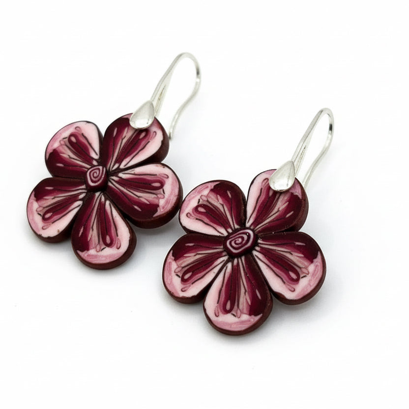 Hues|Crimson Flower Earrings