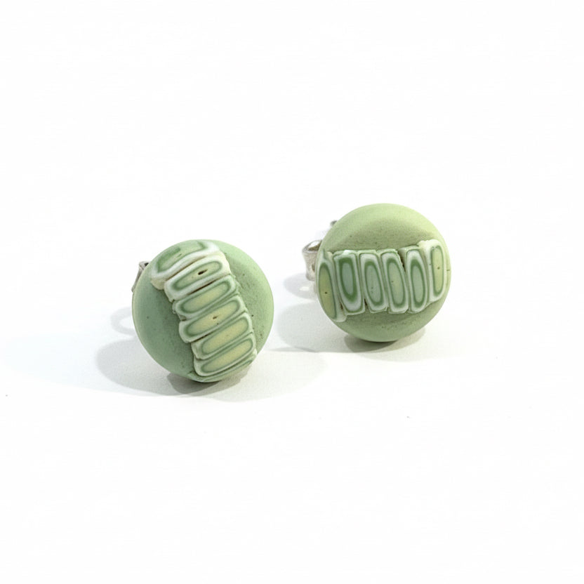 Laurisilva | Green | Layered Sterling Silver Stud Earrings 8mm