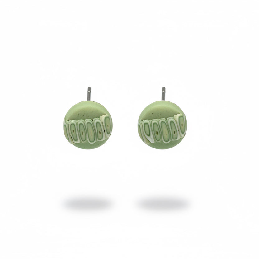 Laurisilva | Green | Layered Sterling Silver Stud Earrings 8mm