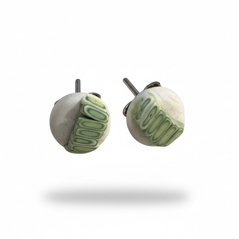 Laurisilva | Layered |White | Sterling Silver Stud Earrings 8mm