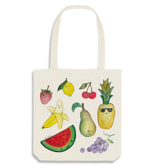 Jute bag - Fruit Salad - RECYCLED cotton.