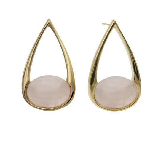 18 carat gold plated Esther by Hissia Pink quartz drop earrings