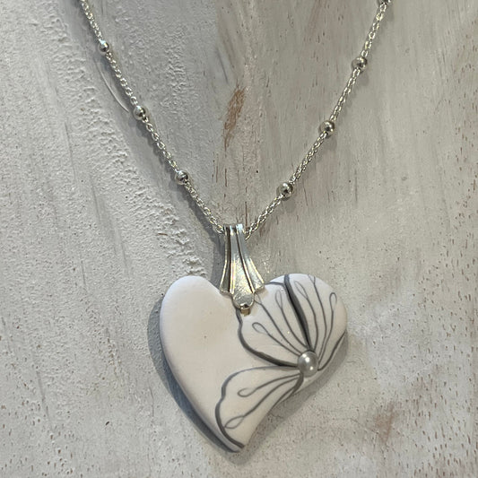 Mini Heart ¨White Blossom ¨ - Sterling Silver