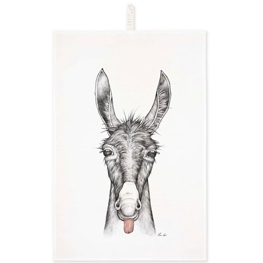 black-and-white-donkey-tea-towel-ligarti