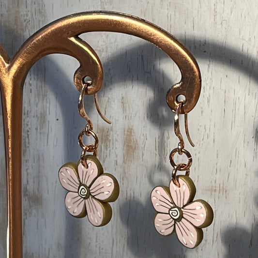 Handmade Rose Gold Floral Bloom Earrings by Stephanie Fraselle from The Gilded Rose Collection – Lightweight Polymer Clay Petals