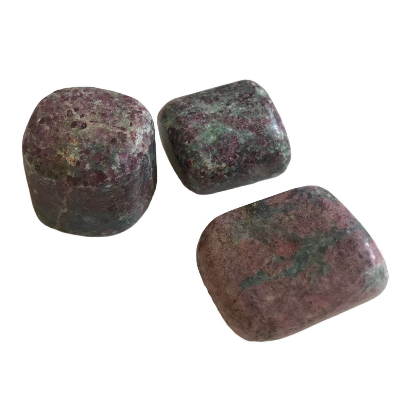 Trozos de piedra pulida y lisa de piedra mineral RUBÍ EN FUCSITA. Calidad clase A