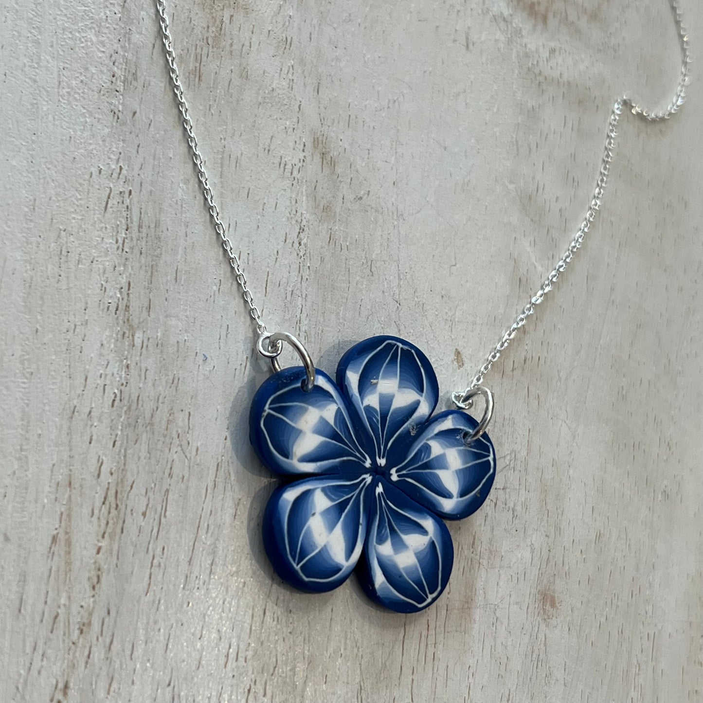Bloom Pendant Marégraphie handcrafted polymer clay flower necklace on sterling silver chain