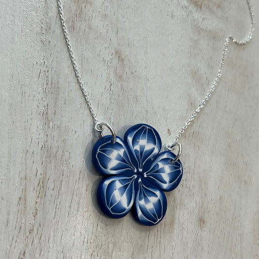 Bloom Pendant Marégraphie handcrafted polymer clay flower necklace on sterling silver chain