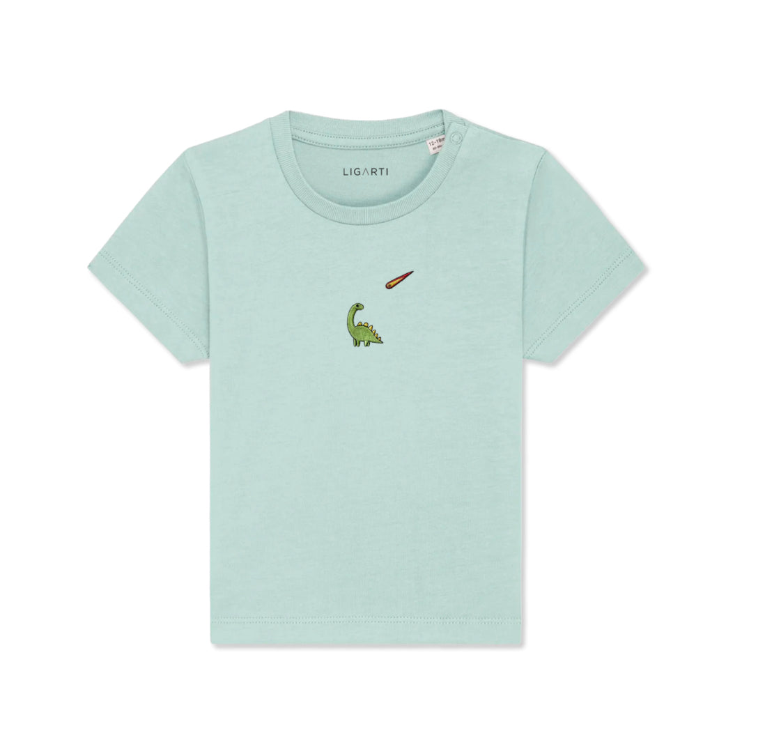 Best Organic Super Soft T-shirt for Babies - Embroidered - Charlie The Dinosaur