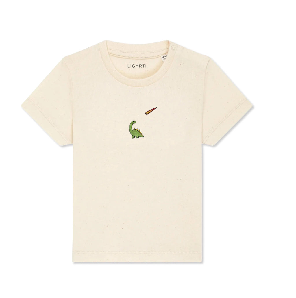 Best Organic Super Soft T-shirt for Babies - Embroidered - Charlie The Dinosaur