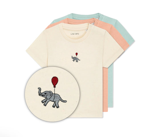 Best Organic Super Soft T-shirt for Babies - Embroidered - Tuffi The Elephant