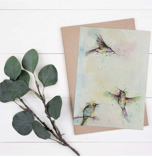 Postcard - Three Hummingbirds