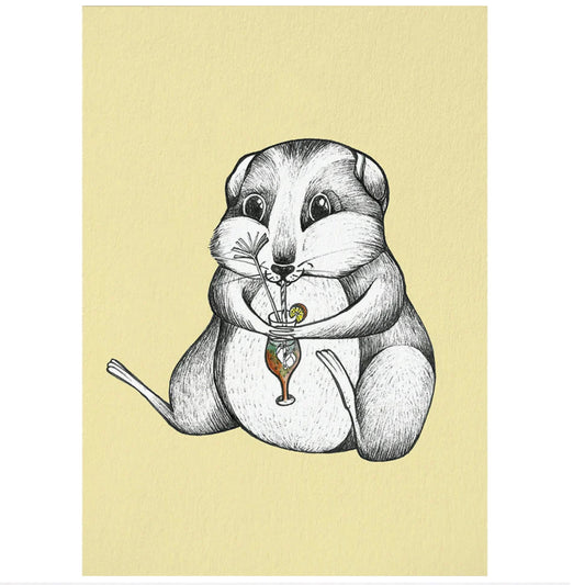 Postcard - Hamster Cocktail