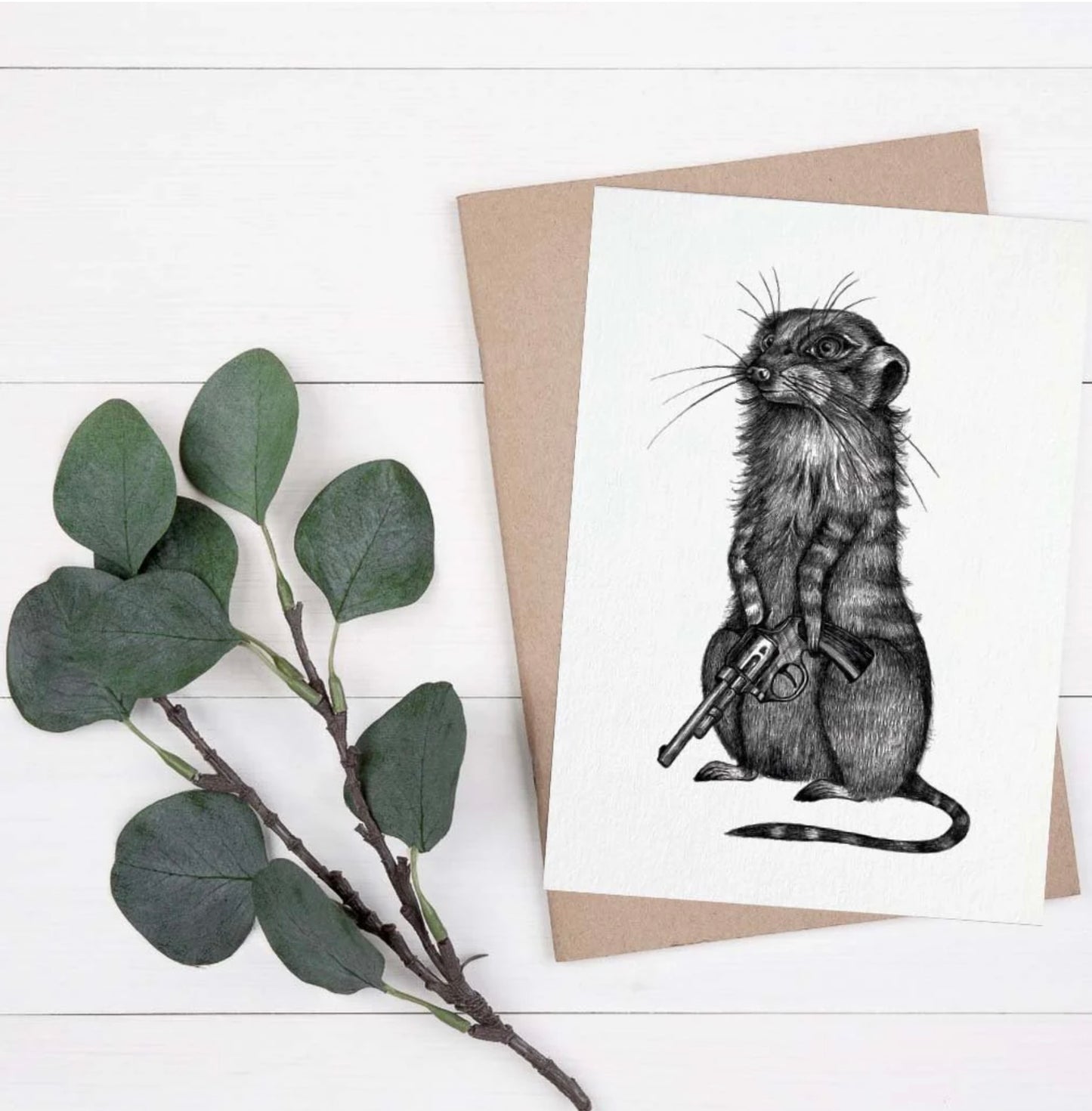 Postcard - Meerkat - Pistol
