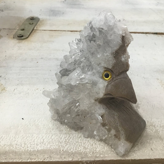 Clear Quartz Natural mineral stone. Hand carved Eagle.