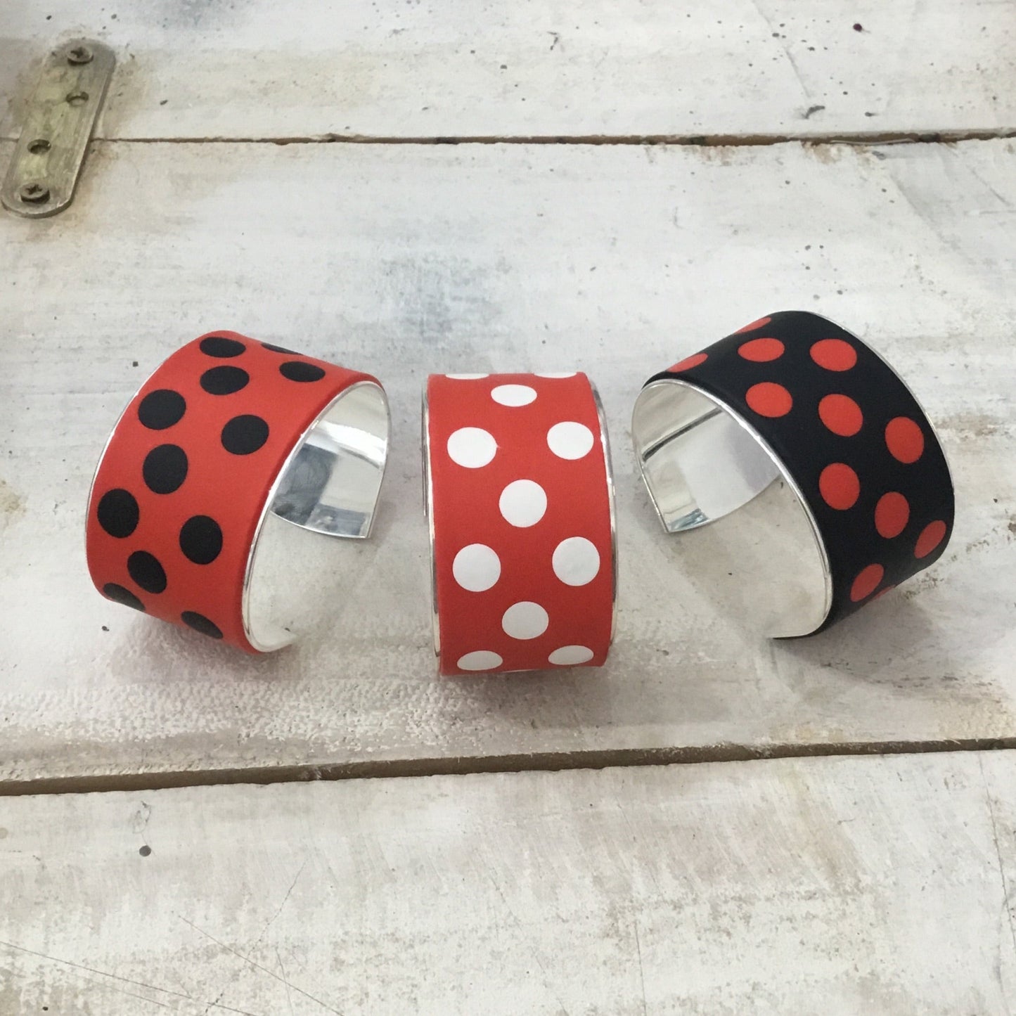 Polka dots “ La Sevillana”  Bracelet cuff by Stephanie Fraselle - Artisan Jewellery Design