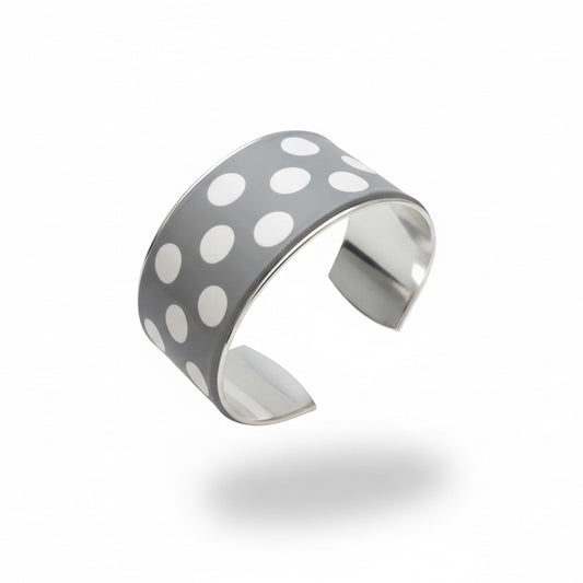 Grey & White “ Polkadots ”  Bracelet cuff by Stephanie Fraselle - Artisan Jewellery Design