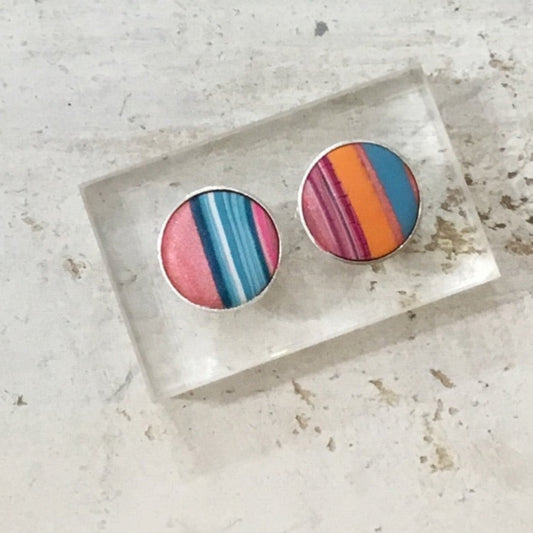 “Tropical Fizz” 925 STERLING SILVER 12mm EARRING STUDS - handmade  - by Stephanie Fraselle - Artisan Jewellery Design