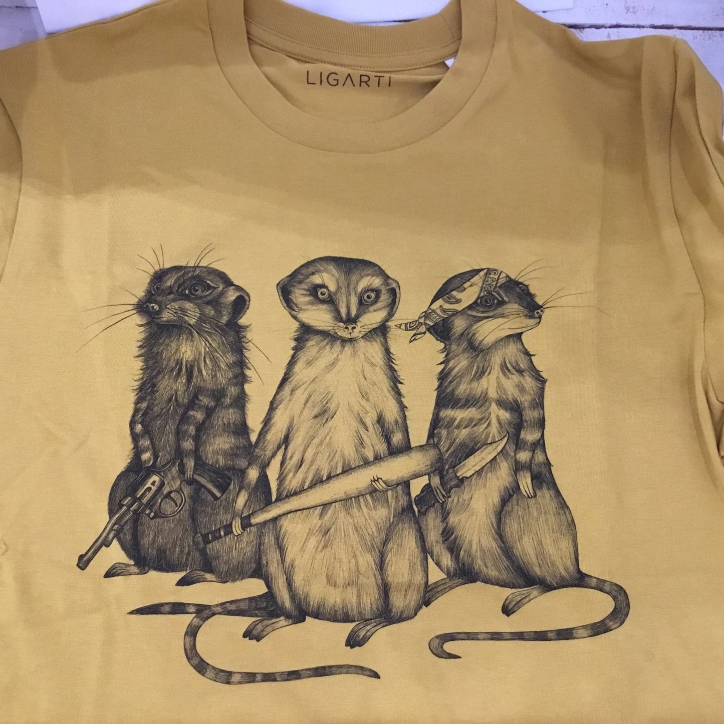 Best Organic Super Soft Cotton- unisex T-shirt “Three Meerkats ”