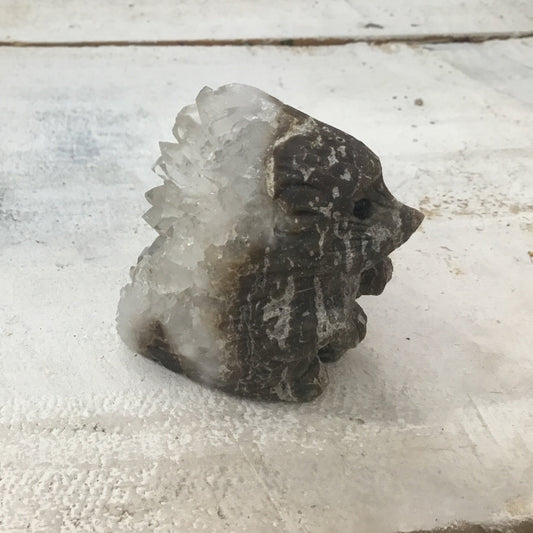 Clear Quartz Natural gemstone hand carved Shamanic Hedgehog