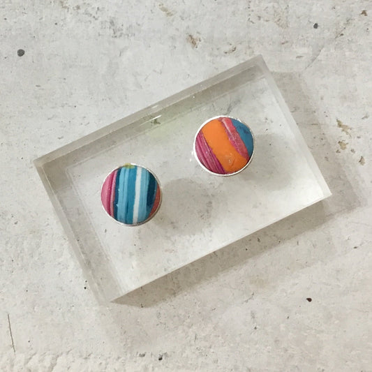 “Tropical Fizz” 925 STERLING SILVER 10mm EARRING STUDS - handmade  - by Stephanie Fraselle - Artisan Jewellery Design