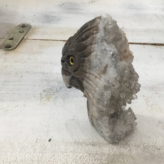 Clear Quartz Natural mineral stone. Hand carved Shamanic Eagle.