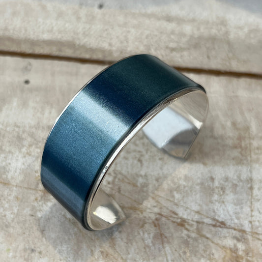 Sea Foam “ Blue Denim Collection ”. 23mm bracelet cuff  by Stephanie Fraselle. - Artisan Jewellery Design