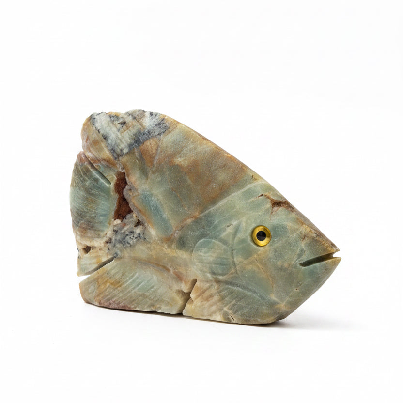 Amazonite Hand-Carved Fish Sculpture | 10.5 cm