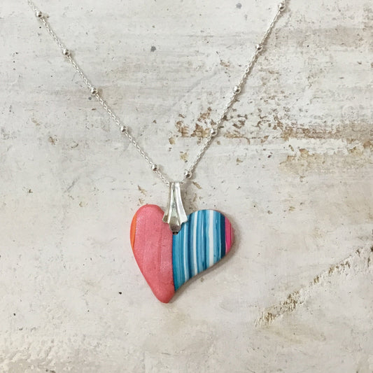 Mini Heart ¨Tropical  Fizz ¨ - Sterling Silver 925 necklace by Stephanie Fraselle - Artisan Jewellery Design
