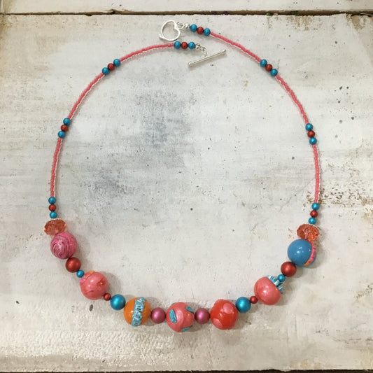 “Tropical Fizz”  beaded Empress necklace by Stephanie Fraselle - Artisan Jewellery Design