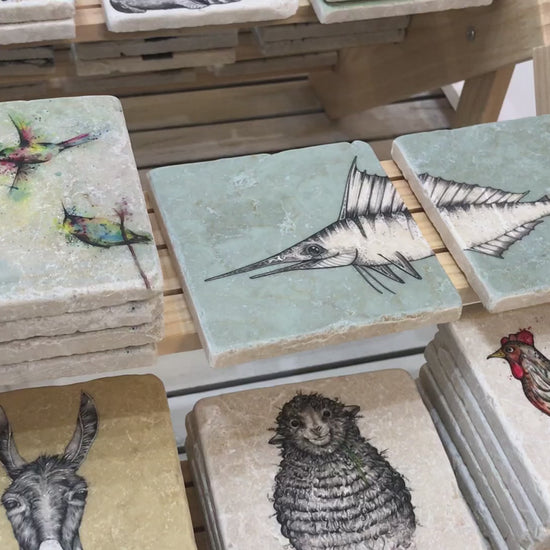 The tiles in the store, where they are handpicked to send to you