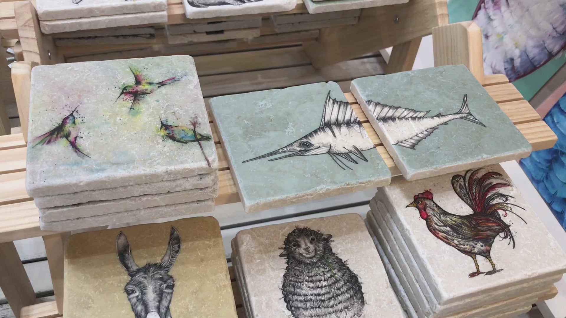 The tiles in the store, where they are handpicked to send to you